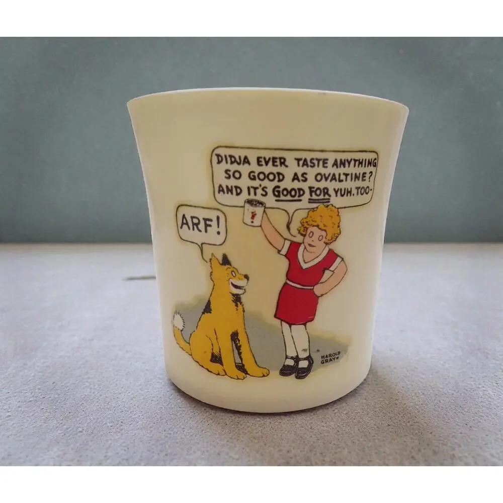 Vintage Little Orphan Annie Ovaltine Cup Beetle ware Plastic